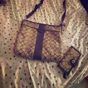 Authentic coach cross-body with wallet.