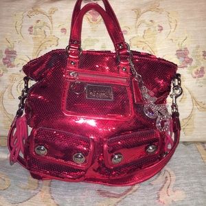 Red sequin Coach Poppy purse