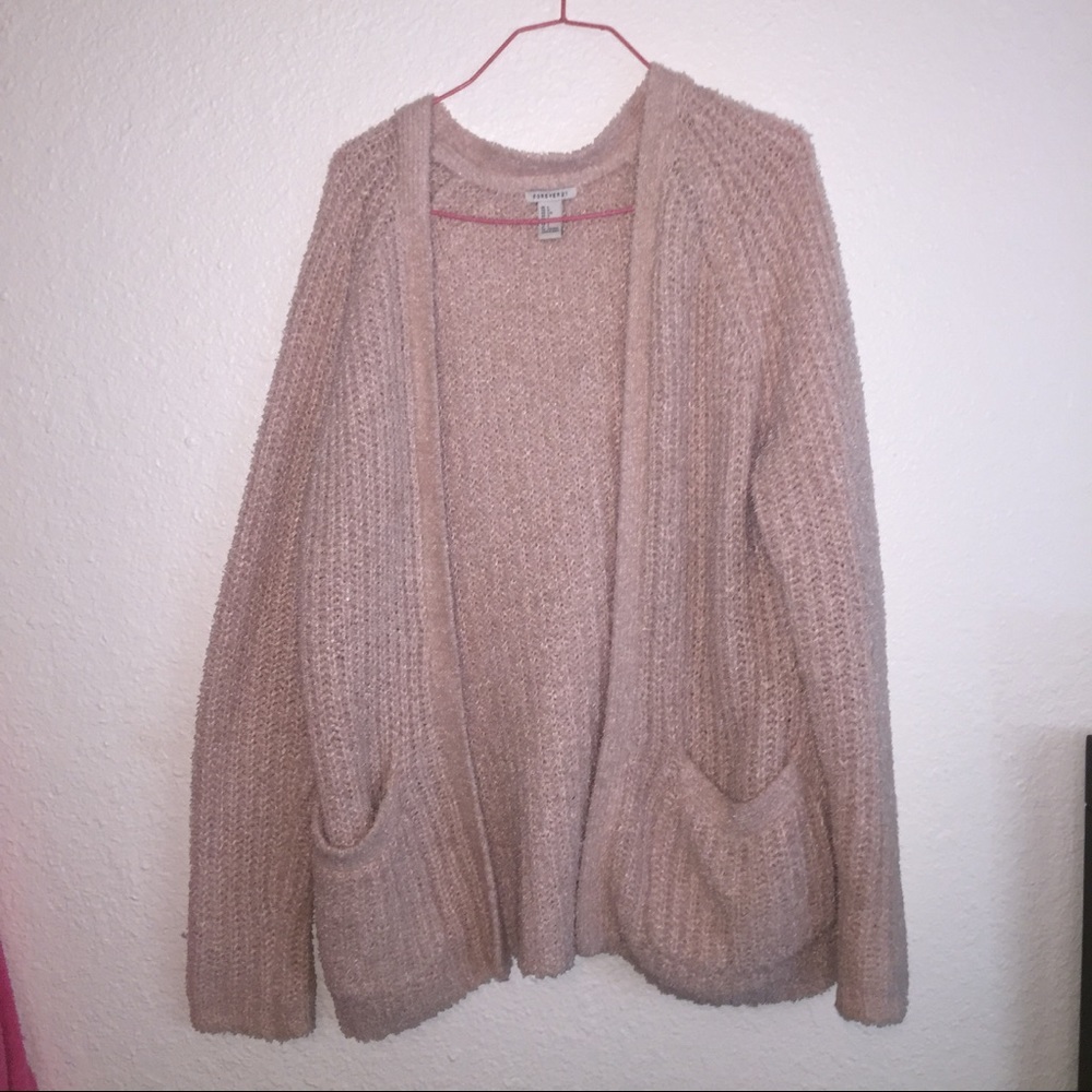 Pastel pink furry cardigan