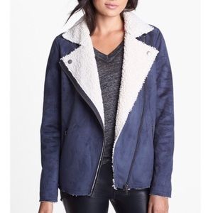Nordstrom Leith Navy Shearling Jacket