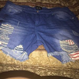 Dark denim plus size shorts
