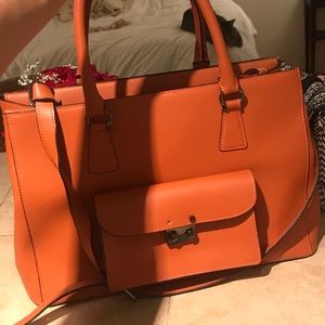 Burnt orange large leather satchel