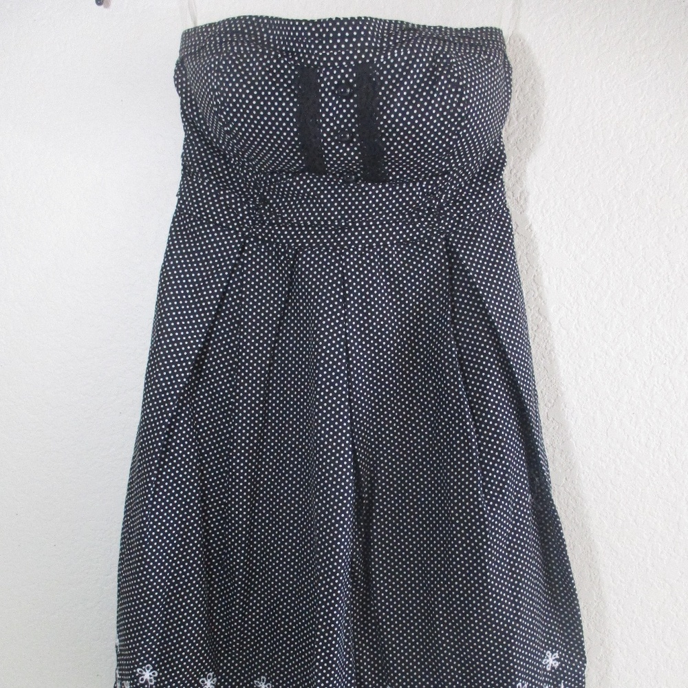 NEW Strapless Dress Black White Lace Dot Lace sz 3