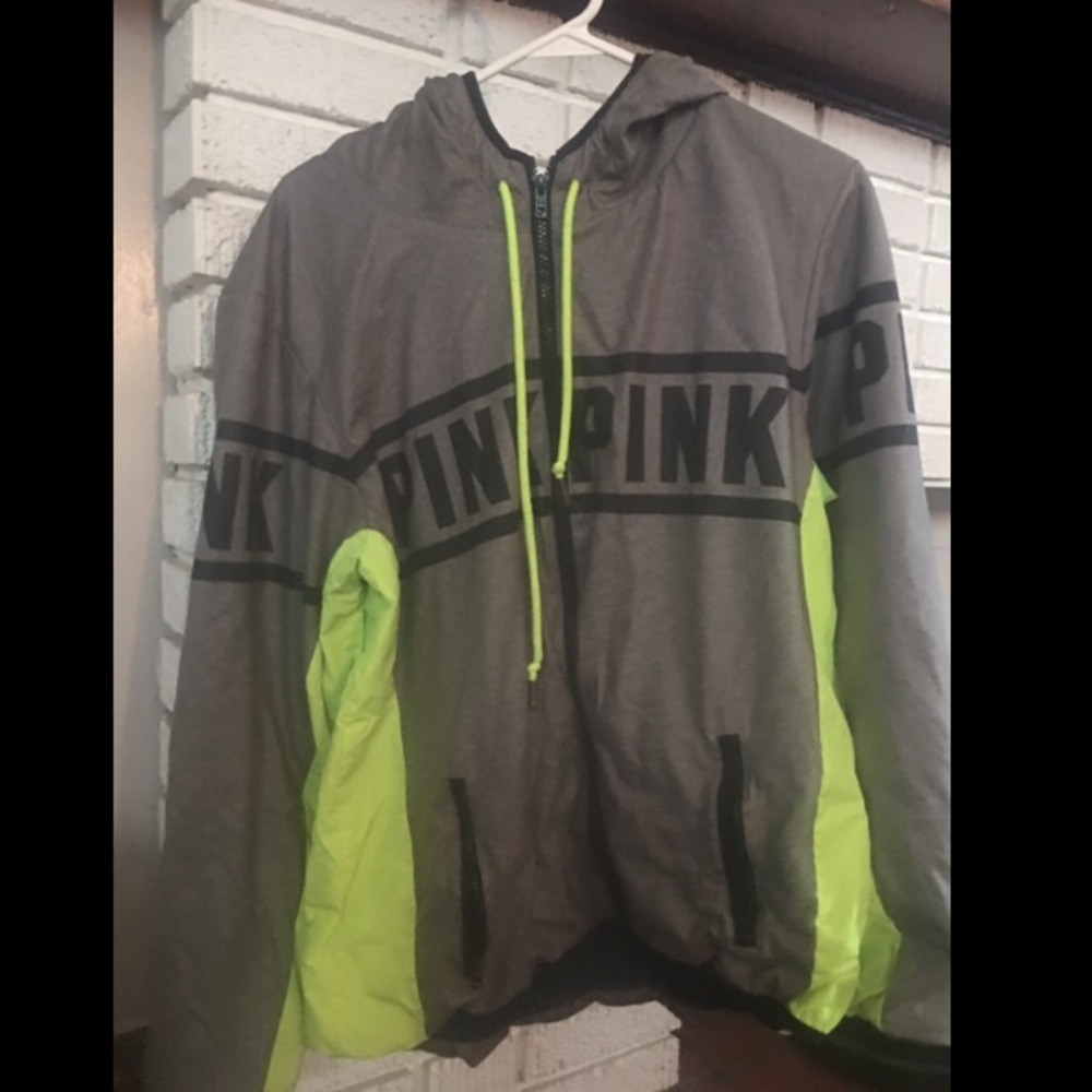 Thick neon green/gray VS windbreaker jacket