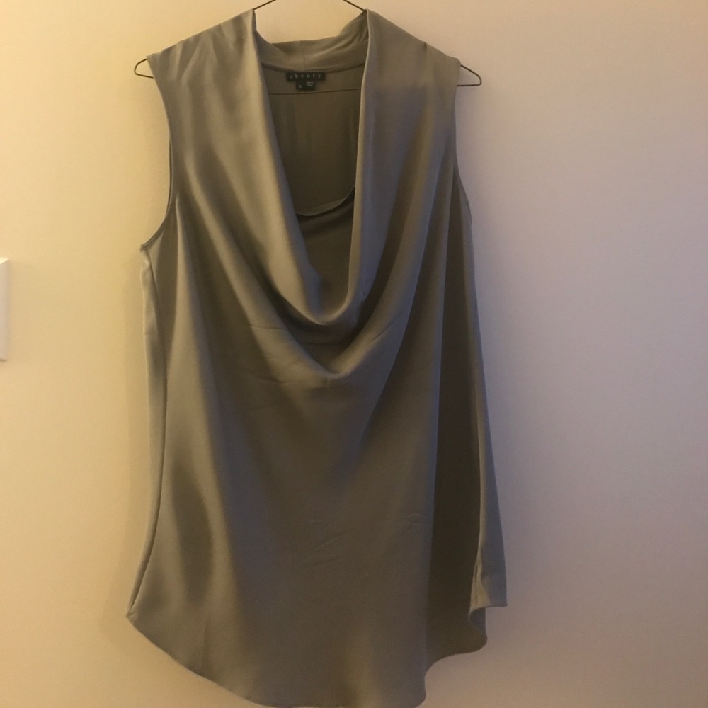 Theory laurel cowl neck silk blouse