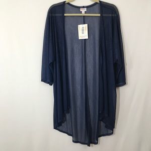 Navy Blue Sheer Chevron LuLaRoe Lindsay Size M