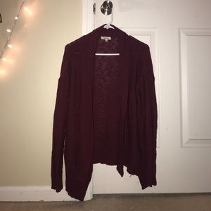 burgundy cardigan
