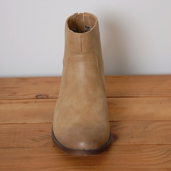 Tan Perforated Western Boho Chic Ankle Bootie - Picture 8 of 8