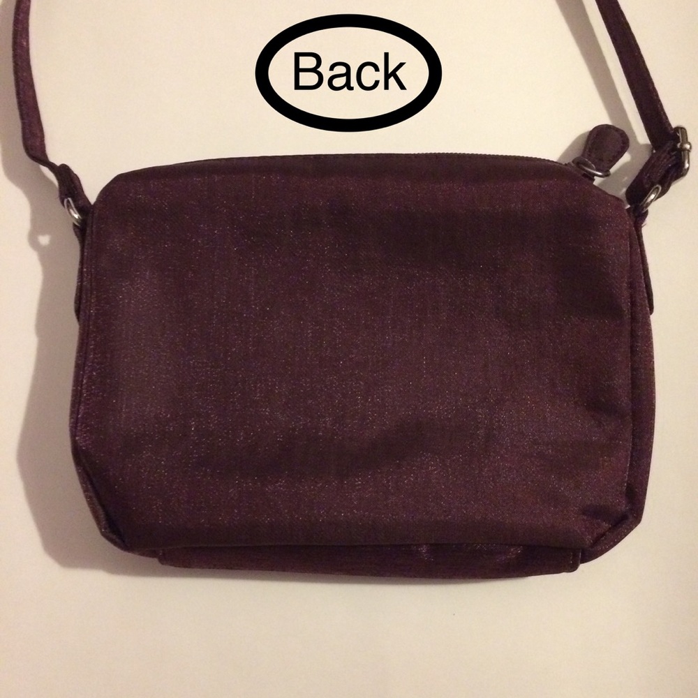 Burgundy shimmery Multi Sac mini cross-body purse - Picture 2 of 7