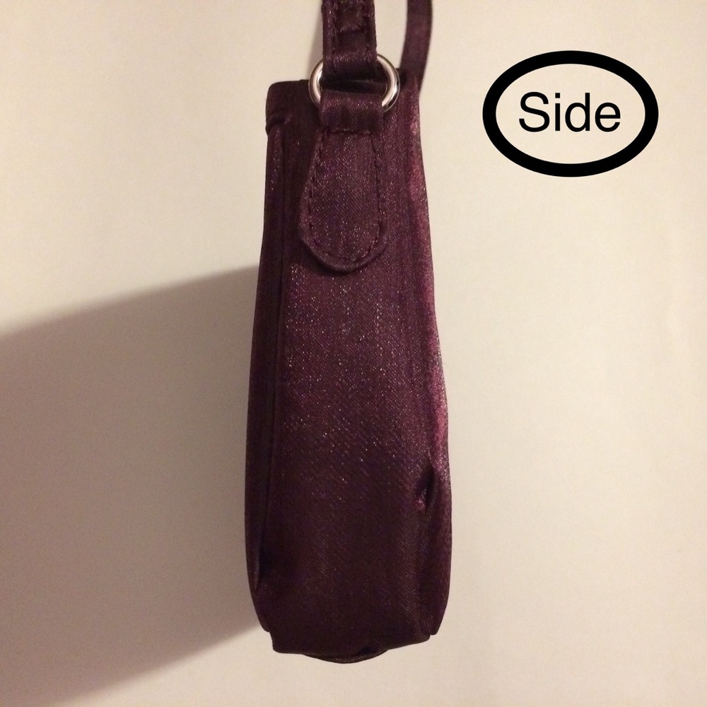 Burgundy shimmery Multi Sac mini cross-body purse - Picture 3 of 7