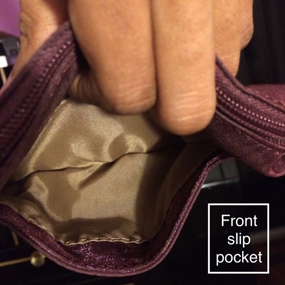 Burgundy shimmery Multi Sac mini cross-body purse - Picture 6 of 7