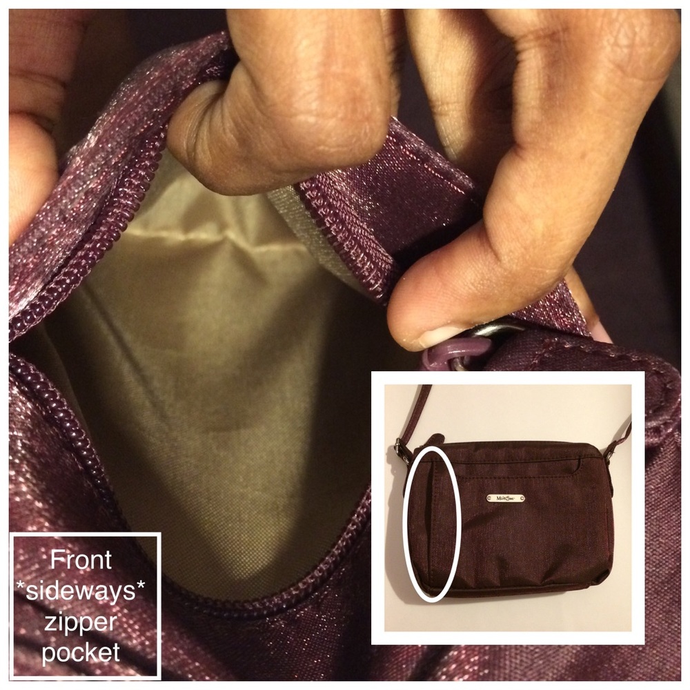 Burgundy shimmery Multi Sac mini cross-body purse - Picture 7 of 7