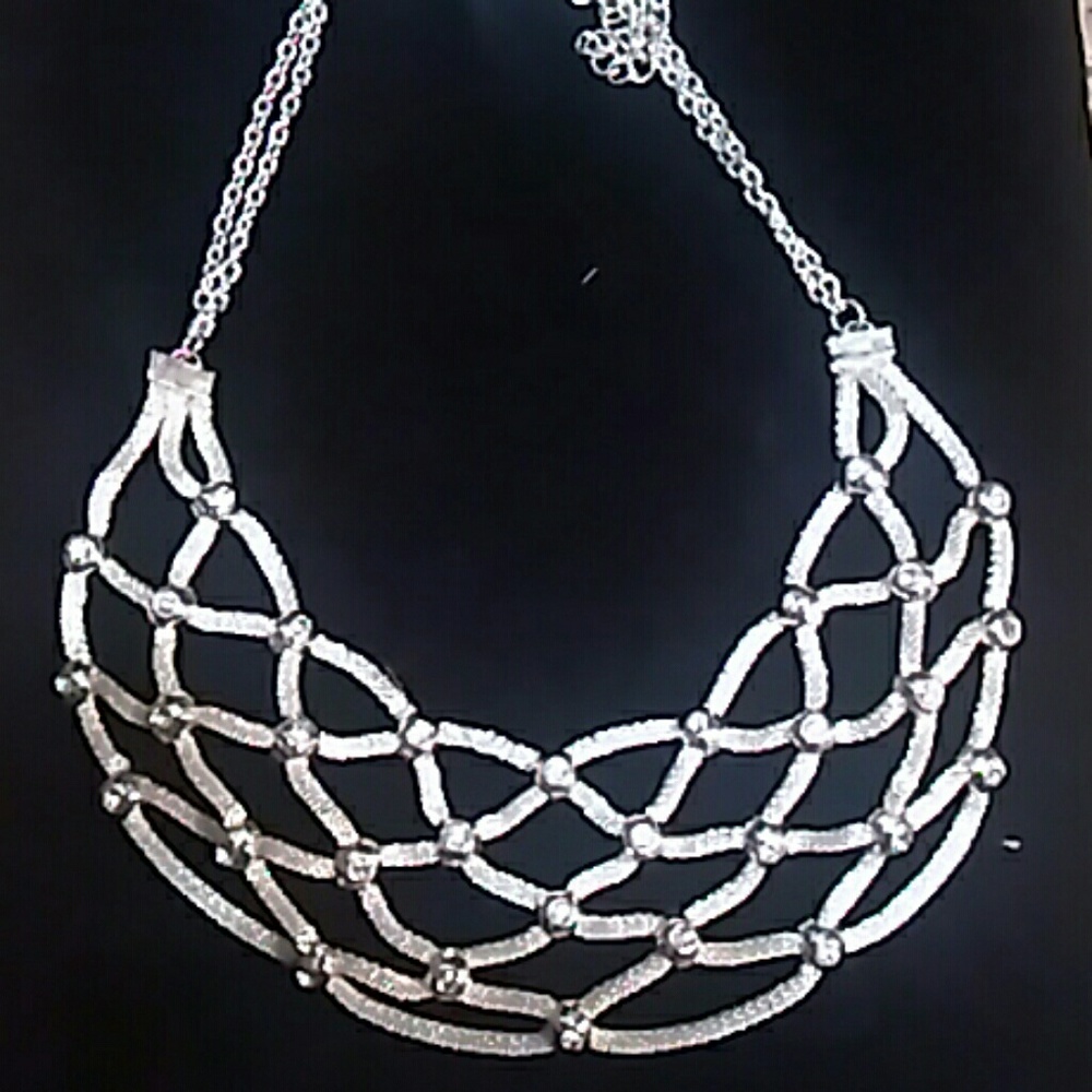 Silver and crystal statement necklace
