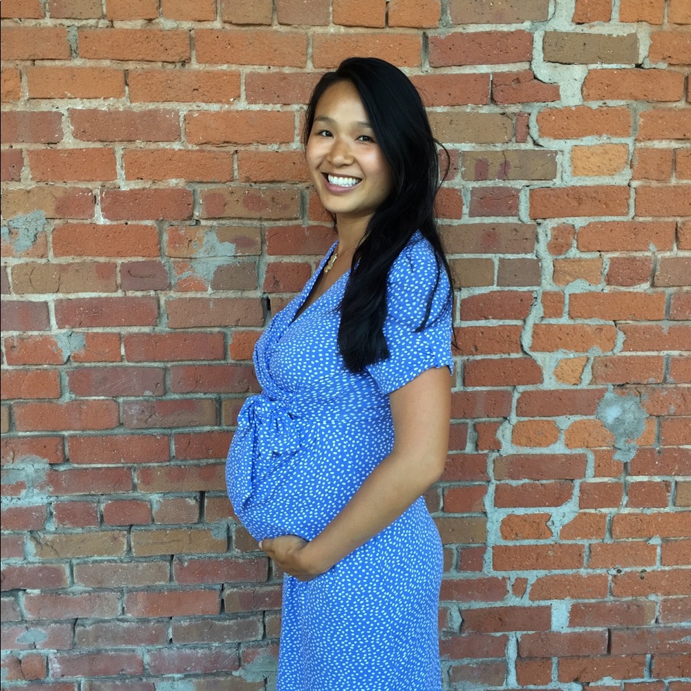 Seraphine short sleeve maternity wrap dress