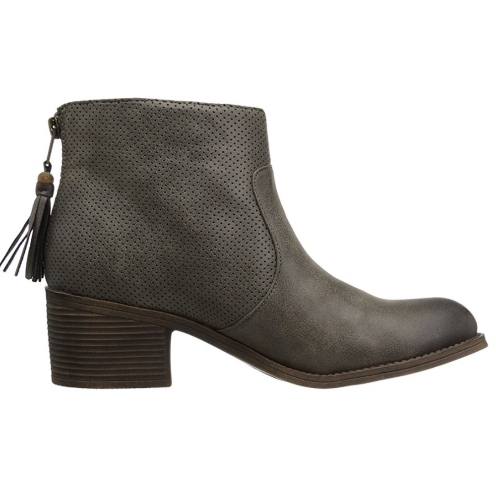 Grey Perforated Boho Chic Chelsea Ankle Booties - Picture 6 of 8