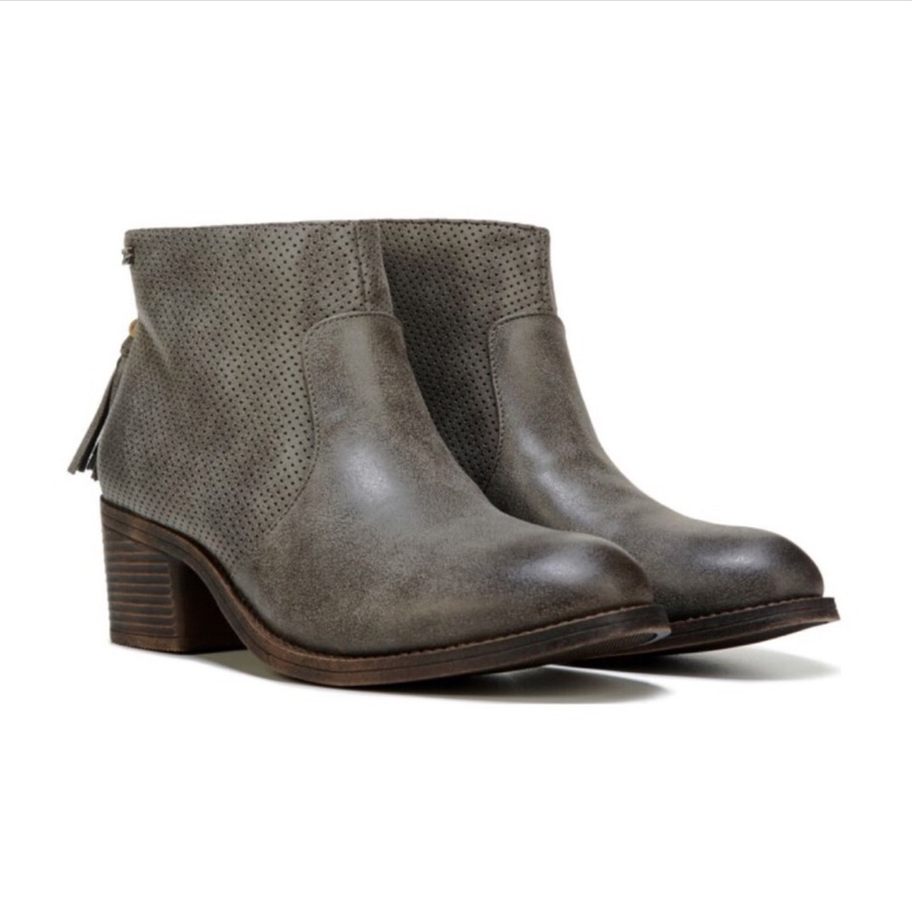 Grey Perforated Boho Chic Chelsea Ankle Booties - Picture 8 of 8