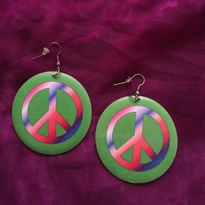 ☮️ Round Wood Peace Sign Earrings ☮️