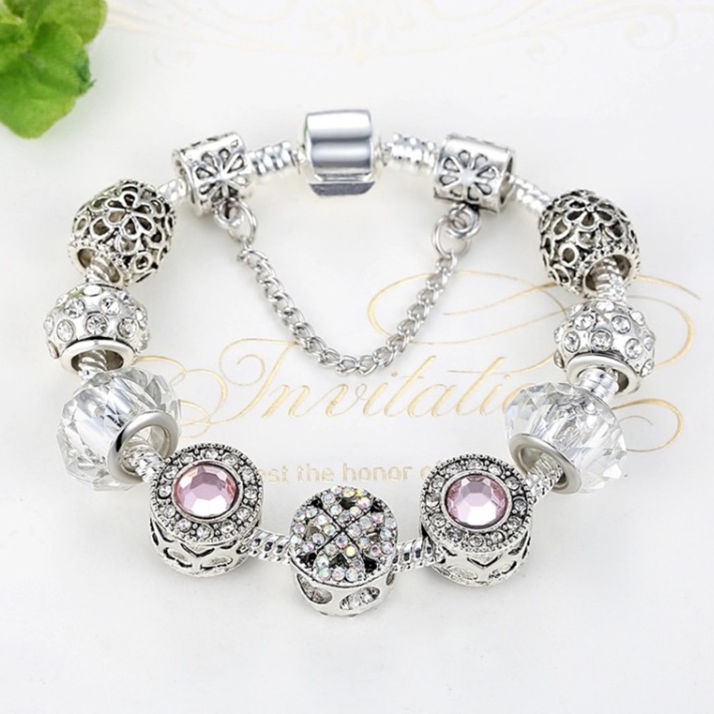 Silver Four Leaf Clover Charm Bracelet