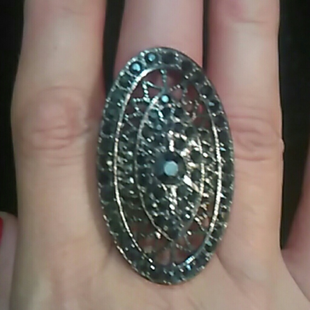 Hematite crystal cocktail ring