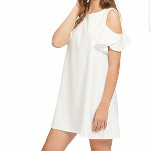 Women's Summer Cold Shoulder Ruffle Sleeves Shift