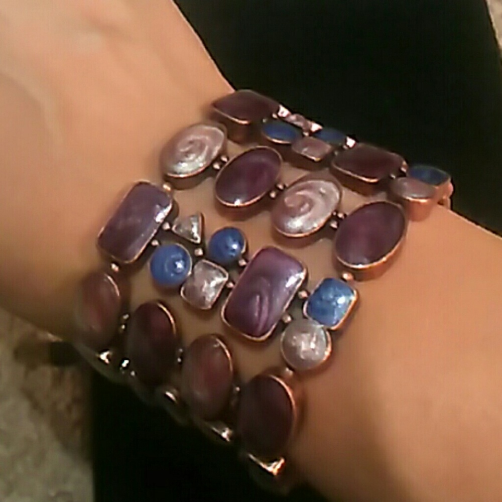 Copper stretch enamel bracelet