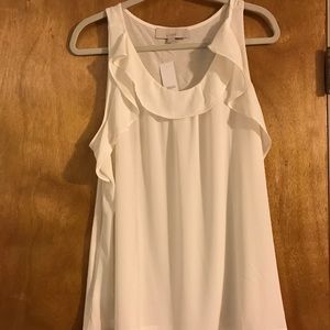 LOFT Ruffle Tank Mixed Media Tank