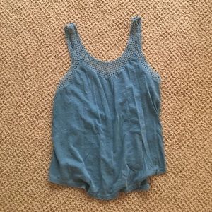 Blue Tank Top w/ Knit Detail