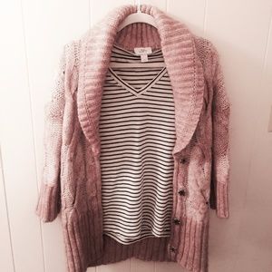 LOFT Heather Pink Chunky Sweater