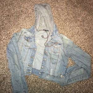 Denim jacket with hoodie