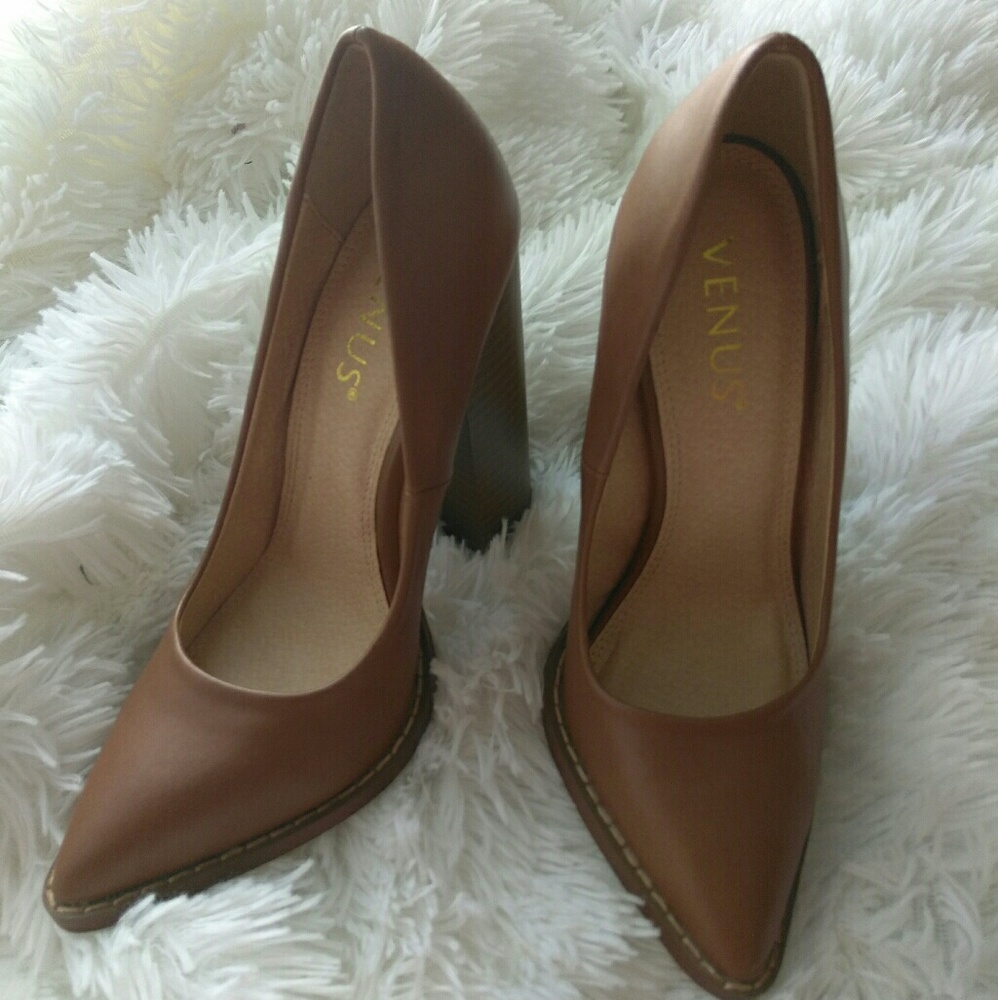 Venus 6 pointed toe chunky heels