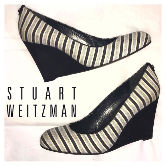 Stuart Weitzman Shoes - 💲⬇️Stuart Weitzman Striped Canvas & Suede Wedges