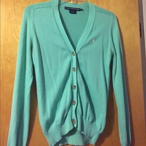 Ralph Lauren light blue/teal button up cardigan