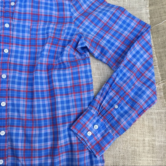 J. Crew Shirt Perfect Fit Plaid Blue Cotton Button - Picture 3 of 8