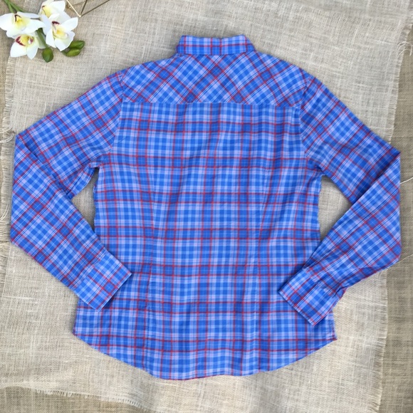 J. Crew Shirt Perfect Fit Plaid Blue Cotton Button - Picture 4 of 8
