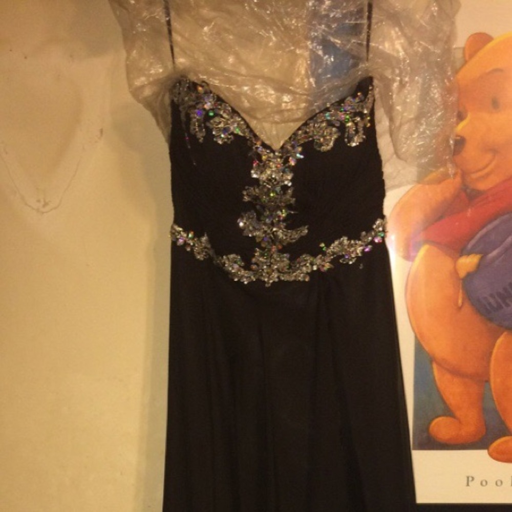 Black prom dress silver jewels