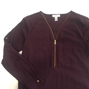 Calvin Klein Deep Purple & Gold Blouse S