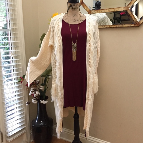 HP Boutique BOHO tassled hippie chic sweater cardi - Picture 4 of 8