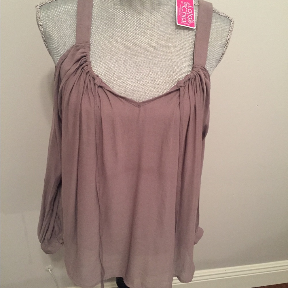 Cold shoulder long sleeve blouse