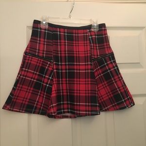 Red Plaid Mini Skirt