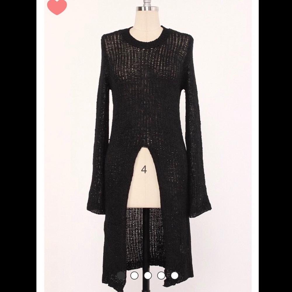 Black sweater with open front design
