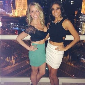 Bebe XS Black Lace Crop Top - New Years Eve