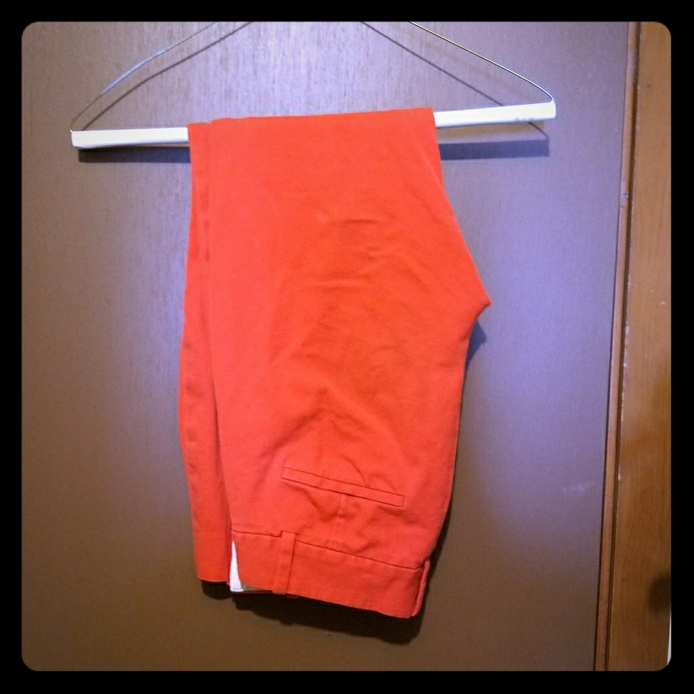 Red straight leg work pants
