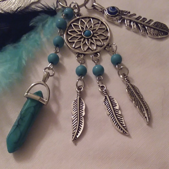 Dreamcatcher key chain, blue and black - Picture 2 of 3