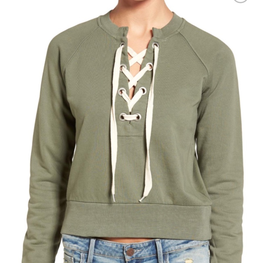 Sincerely Jules Lace-up Crop Sweatshirt