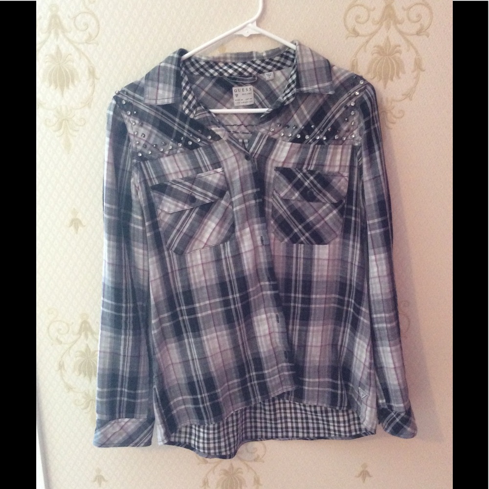 Guess plaid button down