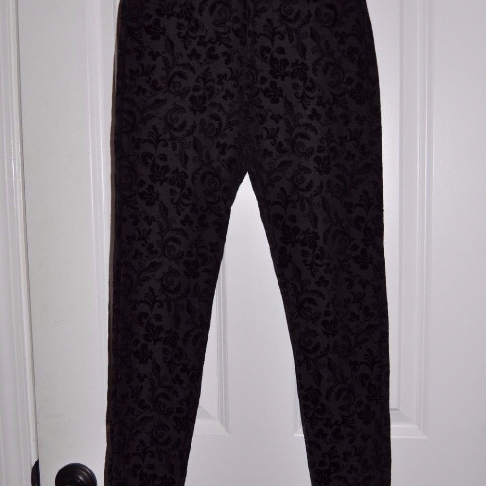 NEW Black Flocked Jacquard Jeggings [A2] - Picture 5 of 7