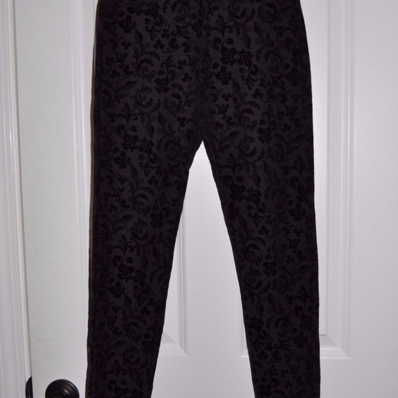 NEW Black Flocked Jacquard Jeggings [A2] - Picture 5 of 7
