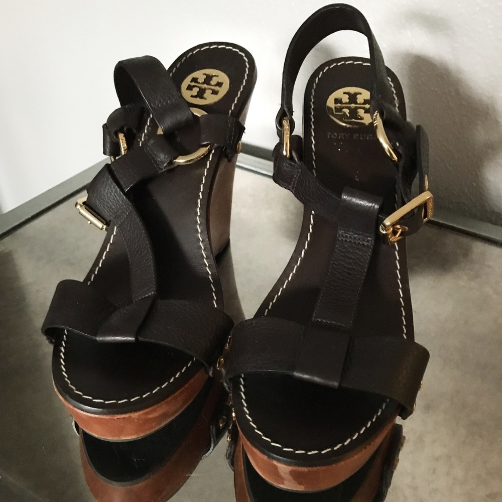 Tory Burch Wooden Wedge Sandals
