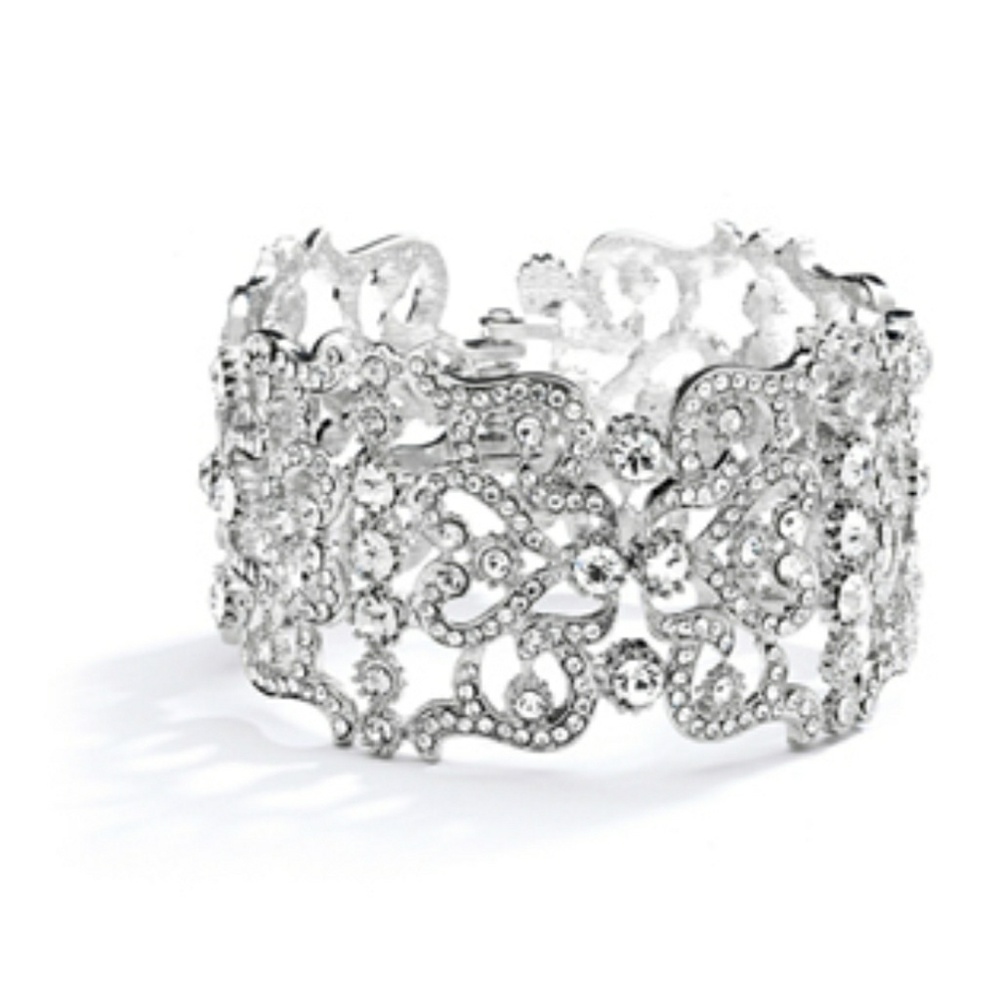 Vintage inspired crystal cuff bracelet bridal prom
