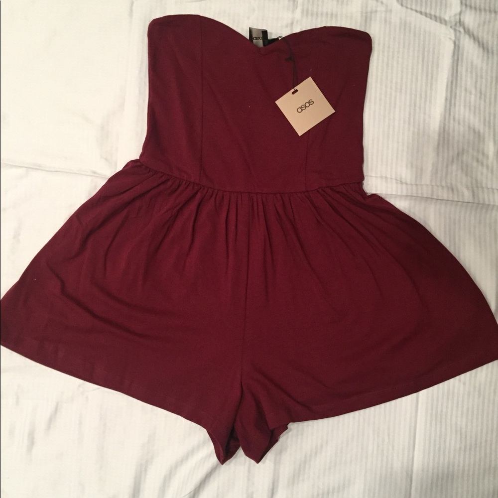 NWT Asos maroon sweetheart neckline romper